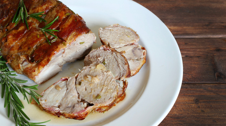 Slices of roast turkey cut from a joint