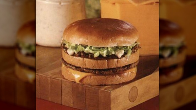 Burger Chef's Big Shef burger on wooden board