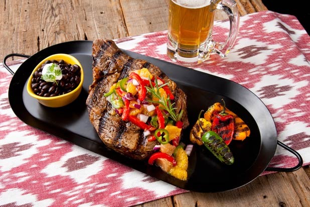 Main: Grilled Cowboy Steaks with Florida Citrus-Roasted Chile Salsa Recipe