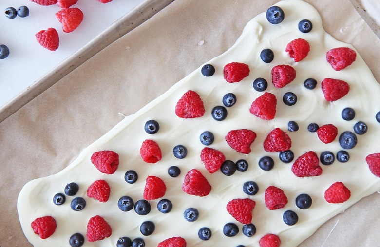 Three Ingredient Red, White and Blue Chocolate Bark 