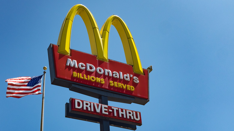 McDonald's sign with US flag