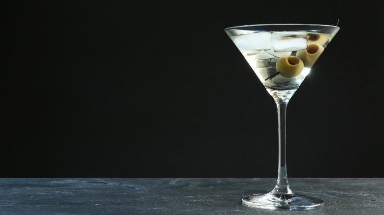 Martini with olives and ice