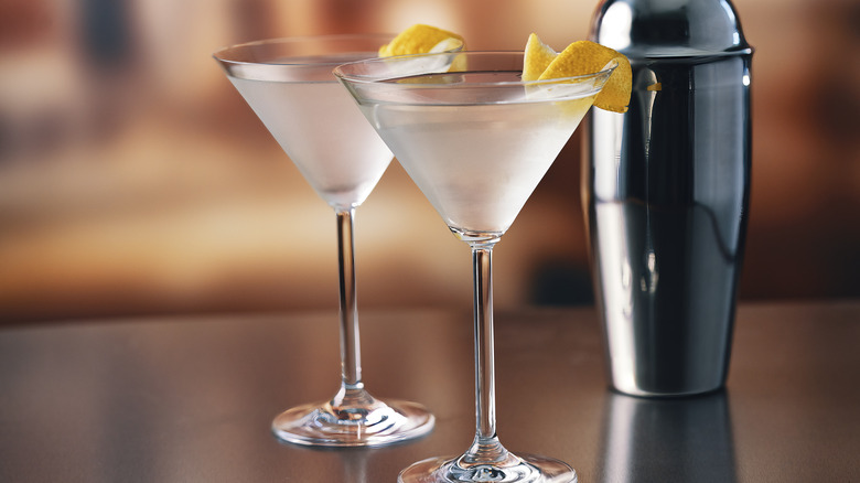 Martinis with twists by shaker