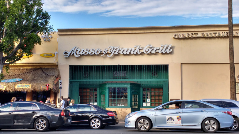 Wide exterior shot of the historic Musso & Frank restaurant