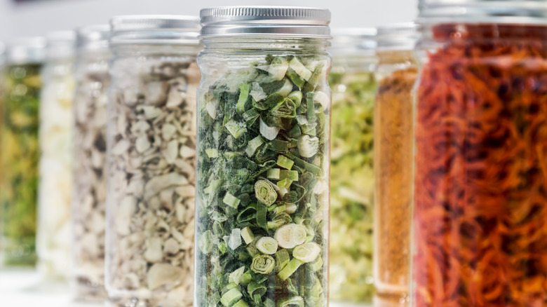 jars of freeze-dried vegetables