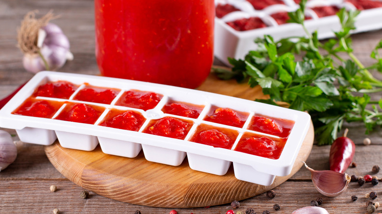 Tomato juice ice cubes