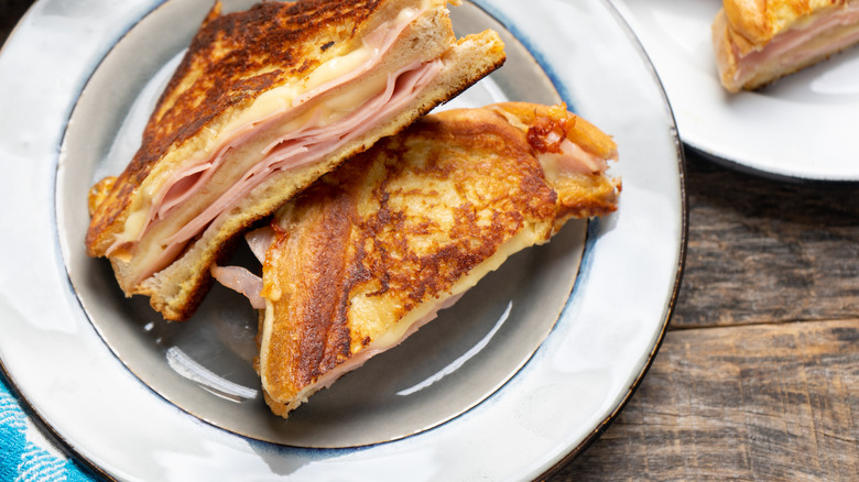 French toast grilled cheese and ham sandwich