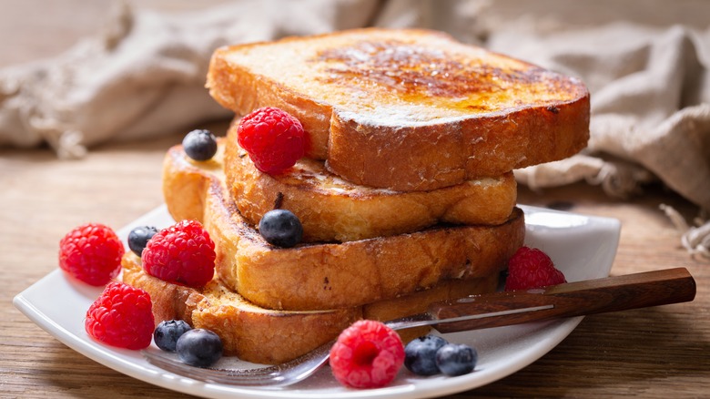 Plate of French toast stacked