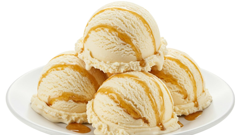 French vanilla ice cream isolated on white background.