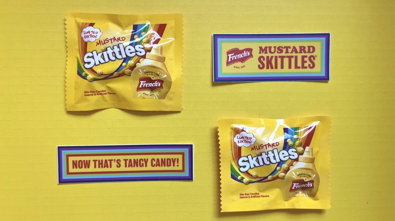 Mustard Skittles and stickers