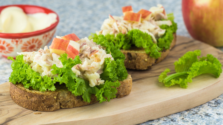 Tuna salad sandwich on board