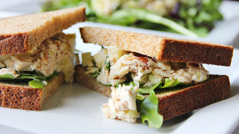 Tuna salad sandwich on plate