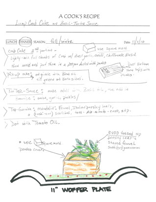 Page from Michael DeMaria's Chef's Book