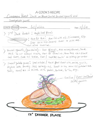 Page from Michael DeMaria's Chef's Book
