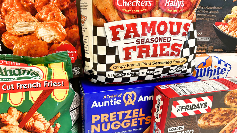 Closeup of several frozen foods from your favorite chains