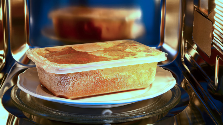 frozen dinner in microwave