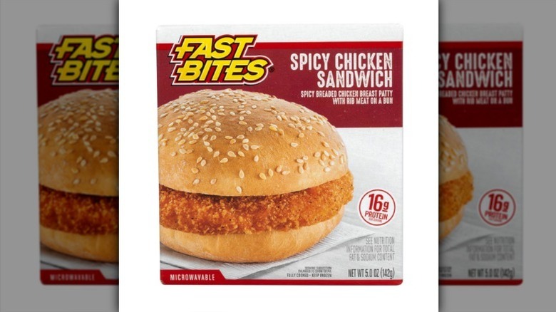 Fast Bites sandwiches with maroon label on white background