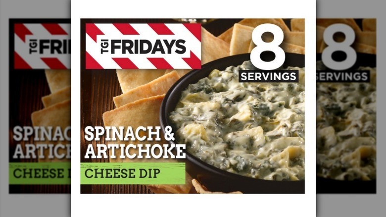 TGI Fridays spinach artichoke dip on white background