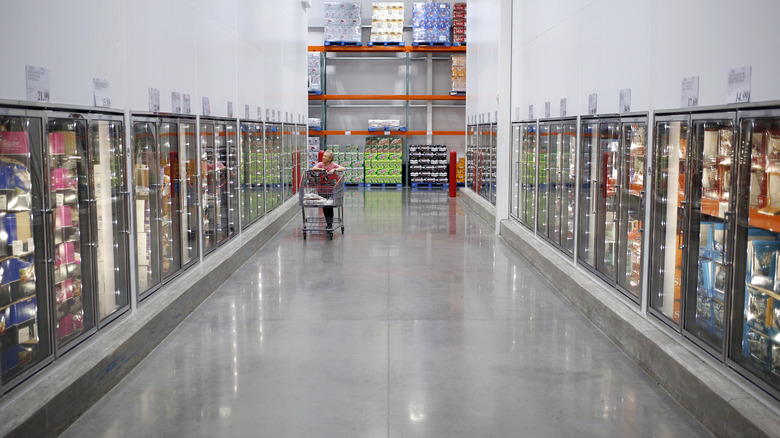Costco shopper in frozen food aisle