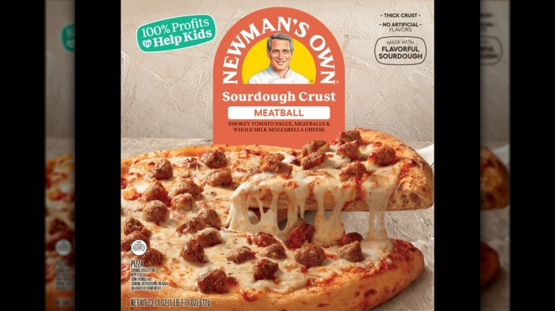 A picture of Newman's Own sourdough crust meatball pizza's box