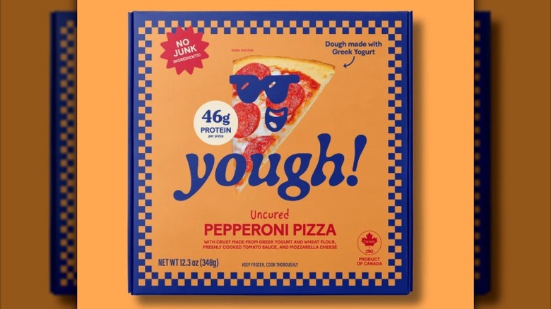 A picture of Yough! uncured pepperoni pizza's box
