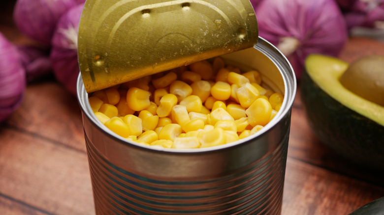 Open can of sweetcorn