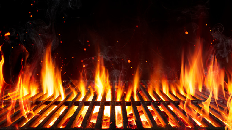 Grill rack with flames