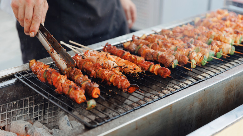 Shrimp grilling on a grill