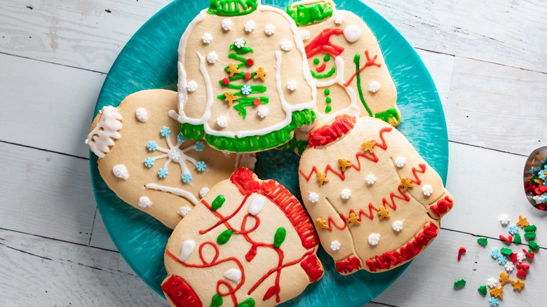 Plate of ugly Christmas sweater cookies