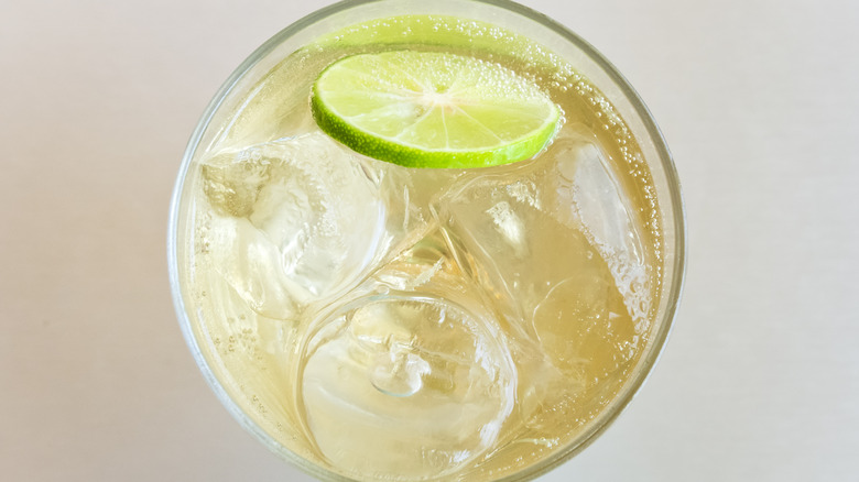 ginger ale glass overhead view