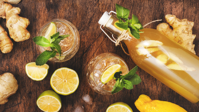 ginger beer cocktails and bottle