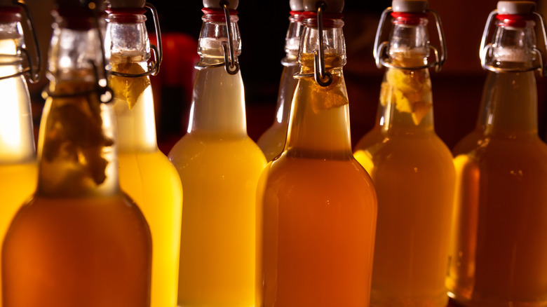 bottles of home brewed beverages