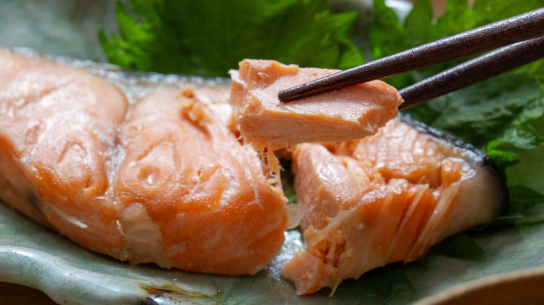 Japanese-style breakfast protein shiozake (salted salmon)
