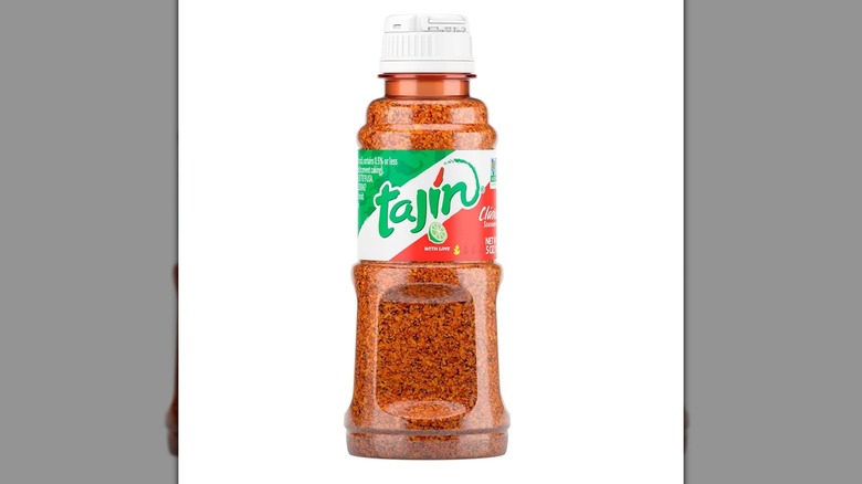 A bottle of Tajín on a white background