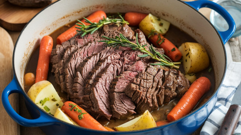 Pot roast in a Dutch oven