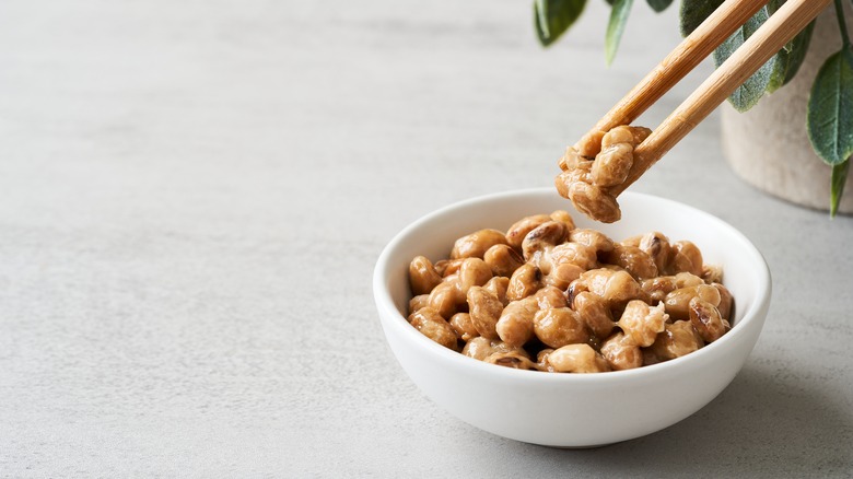 Japanese natto in bowl