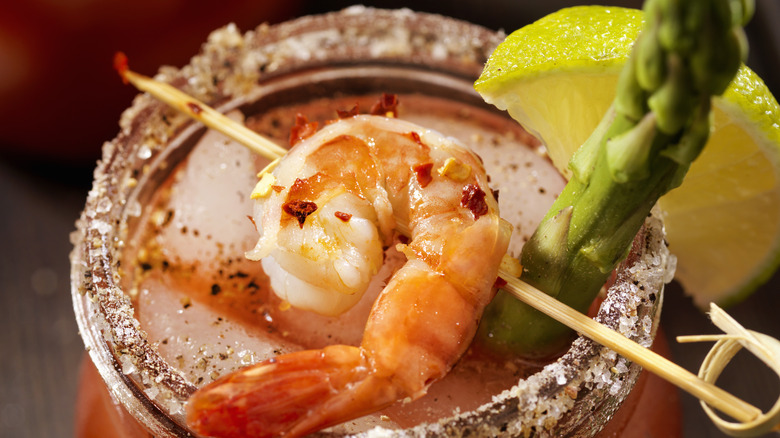 Top down shrimp Bloody Mary