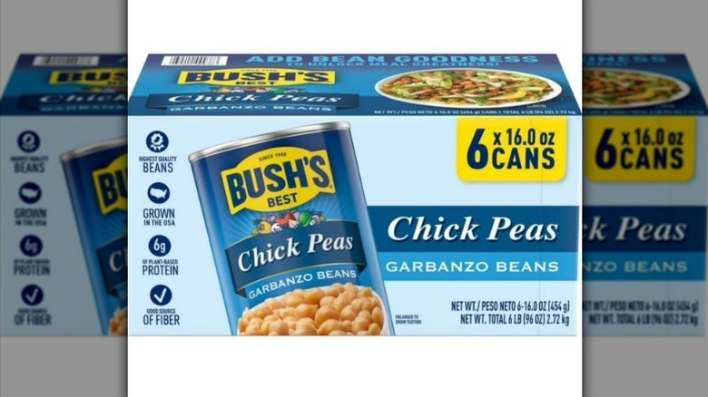 Bush's Best chickpeas in a blue box on white background