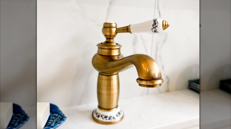Brushed brass faucet