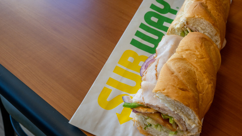 Subway sandwich with wrapper