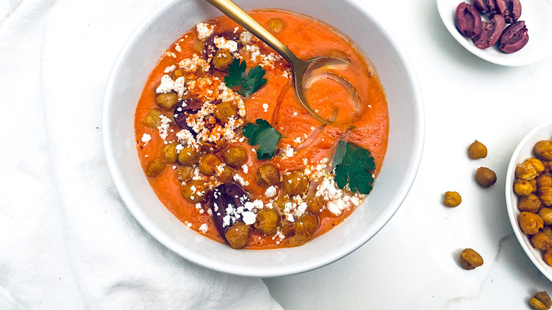 gazpacho in white bowl