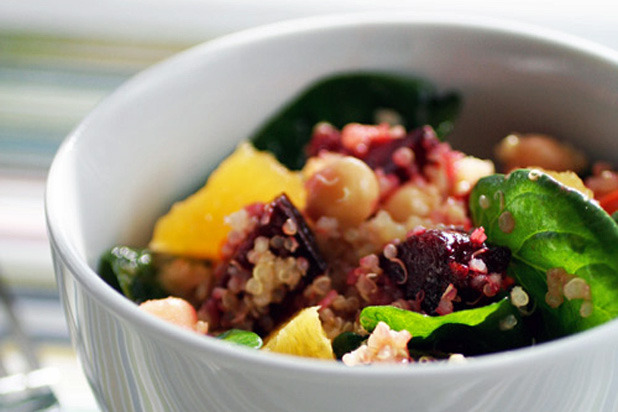 20. Quinoa Salad with Roasted Beets and Baby Spinach