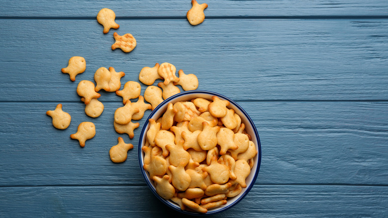 goldfish crackers in a bowl on table