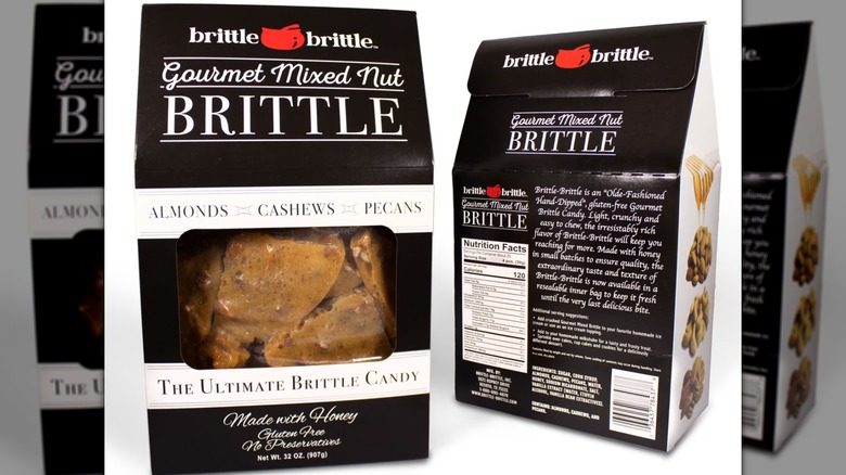brittle-brittle Gourmet Mixed Nut Brittle package on a white background.