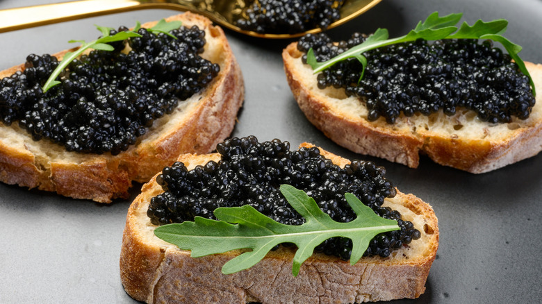 Caviar on top of bread