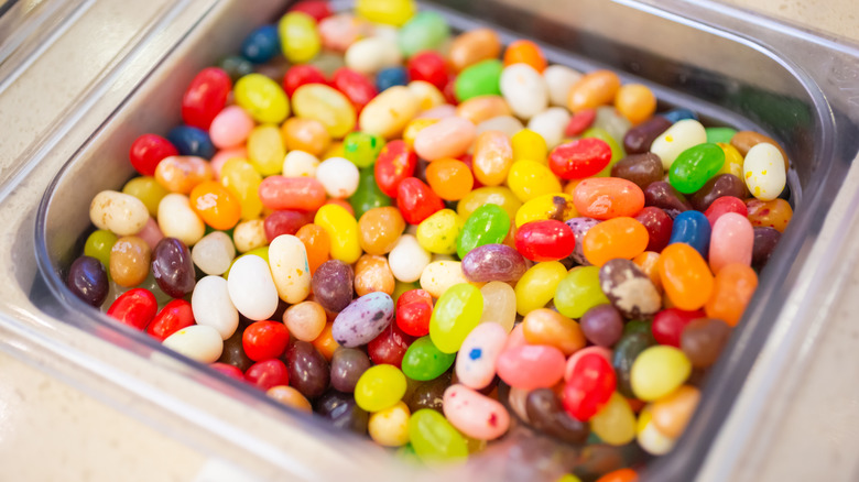Container full of jelly bellys
