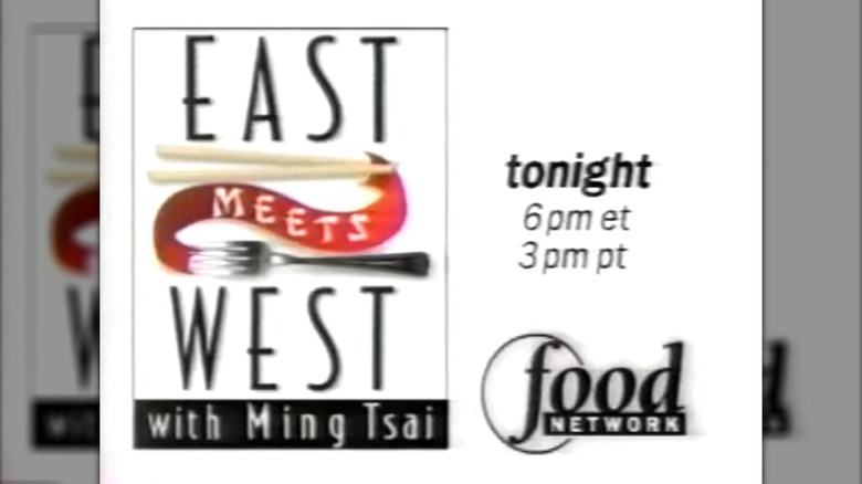 An ad for "East Meets West" featuring a show logo using chopsticks for "East" and a fork for "West"