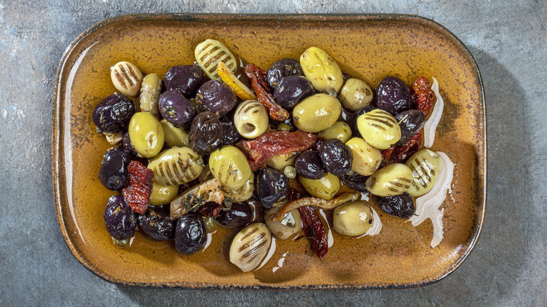 Grilled olives