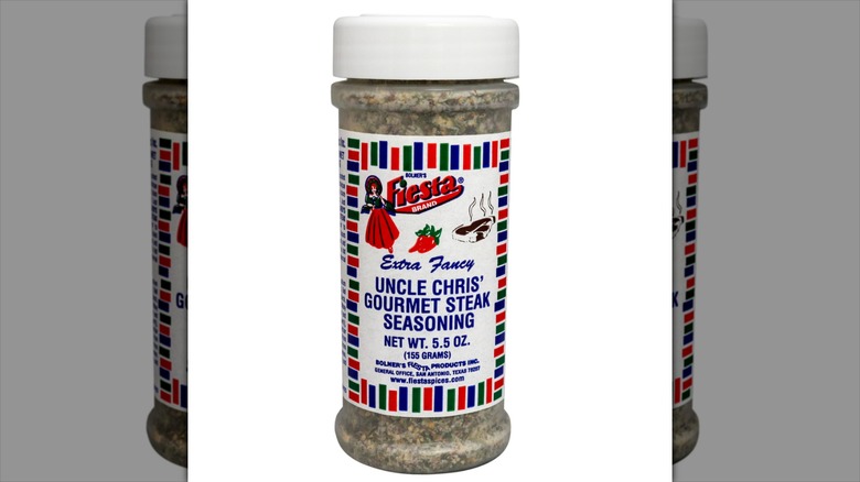 A bottle of Uncle Chris's Gourmet Steak Seasoning