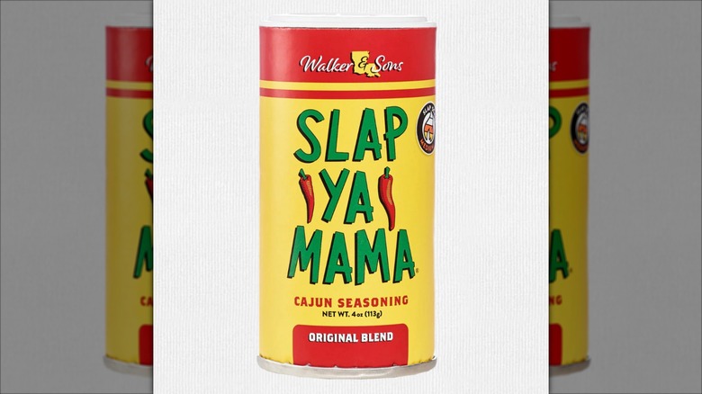 A bottle of Slap Ya Mama Cajun Seasoning